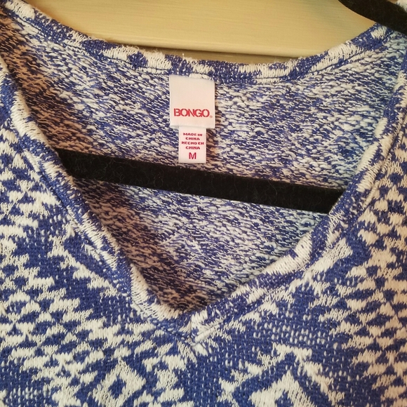 Blue and White Patterned Bongo Knit Top M - Picture 3 of 4
